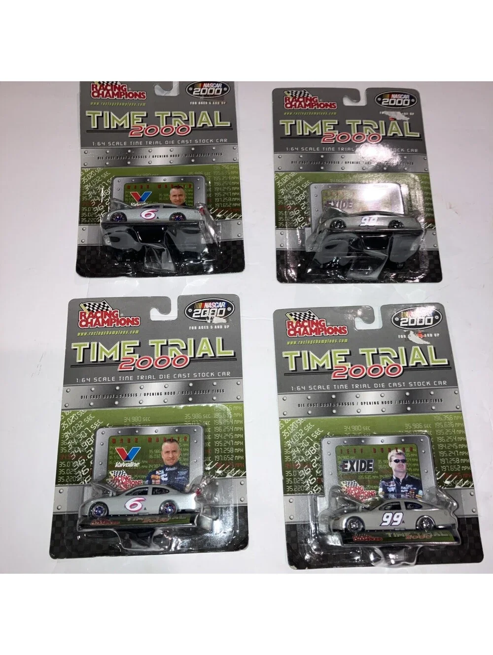 Lot Of 4 Vintage 2000 RACING CHAMPIONS 1/64 Nascar Diecast TIME TRIAL TEST CARS